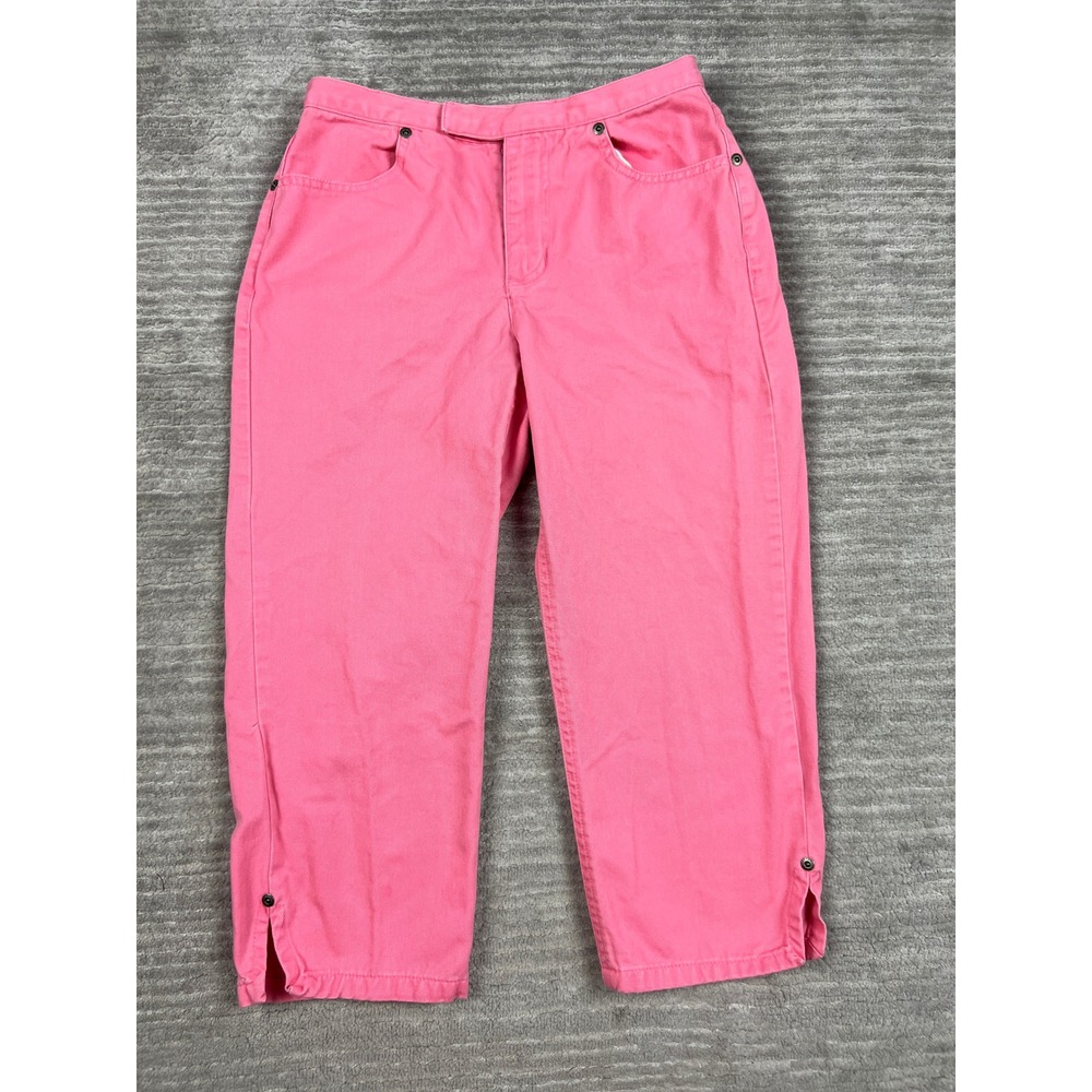 Liz Claiborne Jeans Womens 2P Pink Lizwear Petite Straight Crop Cotton Hem Slit